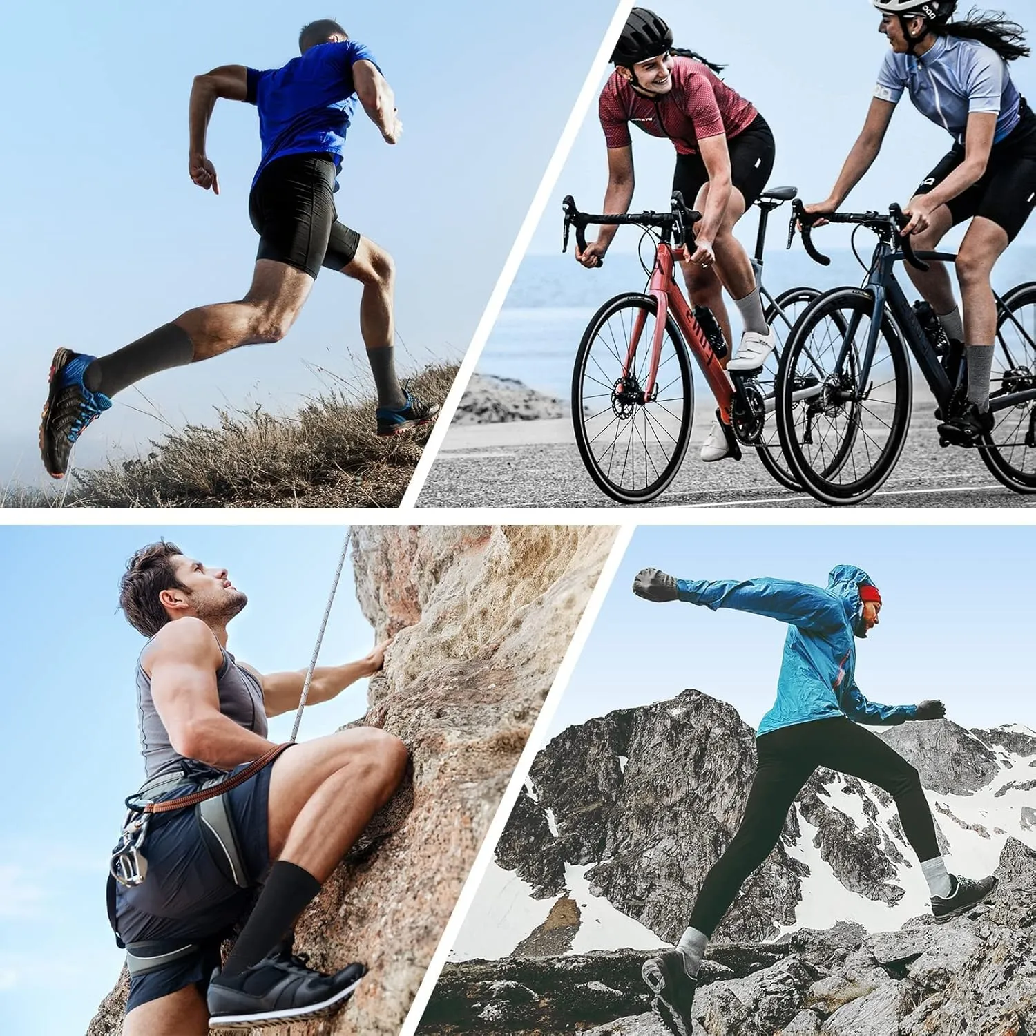 AKASO 2 Pairs Ultralight Running Socks, Crew Coolmax Cotton Athletic Sport Quarter Hiking & Running Socks for Men & Women