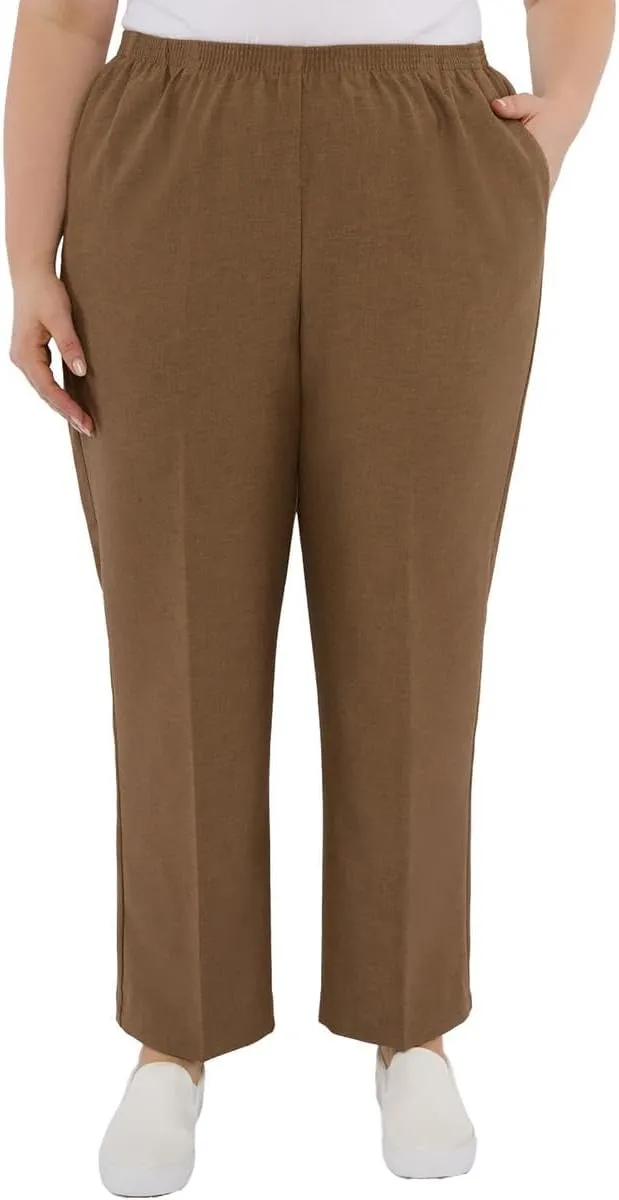 Alfred Dunner womens Plus-sizeclassic Signature Fit Textured Trousers With All-around Elastic Waistband Casual Pants, Taupe, 20 Plus