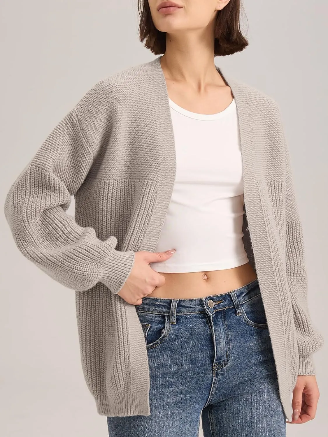 ALLOVIN Womens Open Front Chunky Knit Cardigan, Oversized Soft Long Sleeve Sweater for Spring Fall 2025