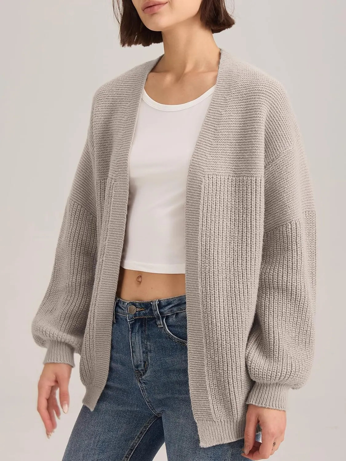 ALLOVIN Womens Open Front Chunky Knit Cardigan, Oversized Soft Long Sleeve Sweater for Spring Fall 2025
