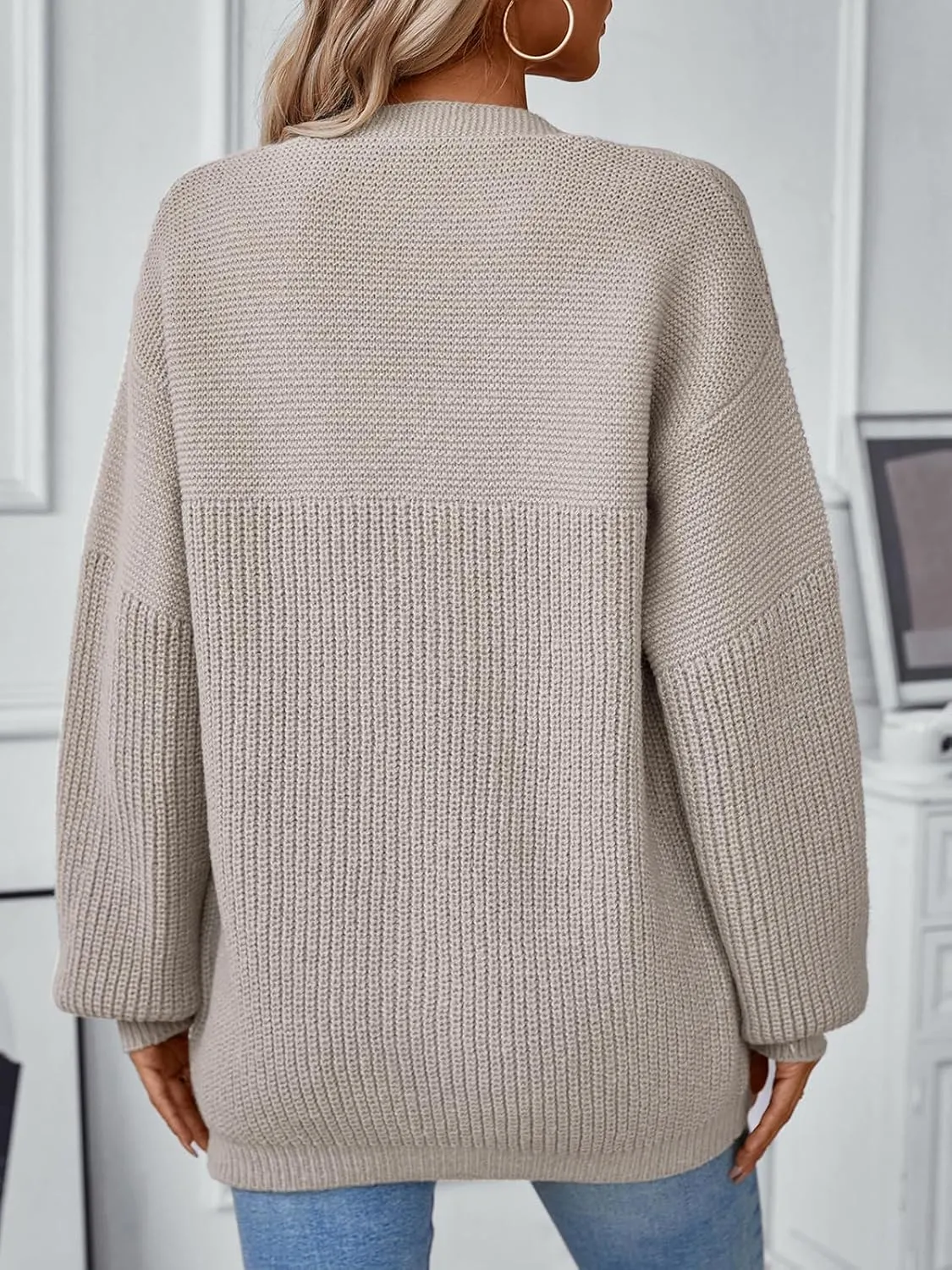 ALLOVIN Womens Open Front Chunky Knit Cardigan, Oversized Soft Long Sleeve Sweater for Spring Fall 2025