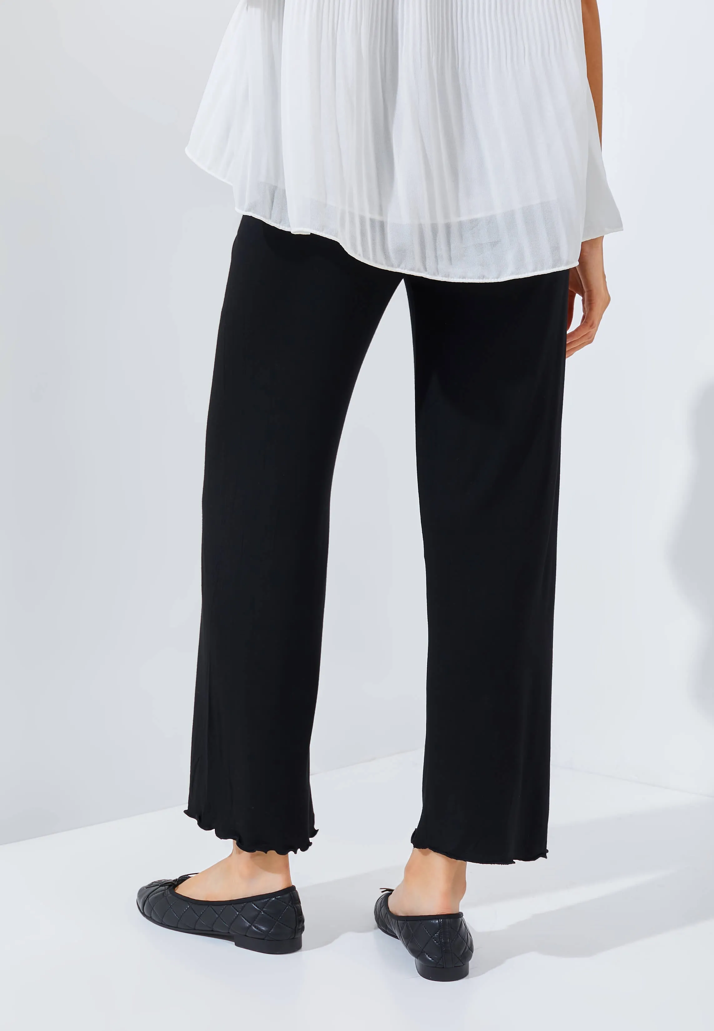 Black Bamboo Cotton Maternity Cullotes