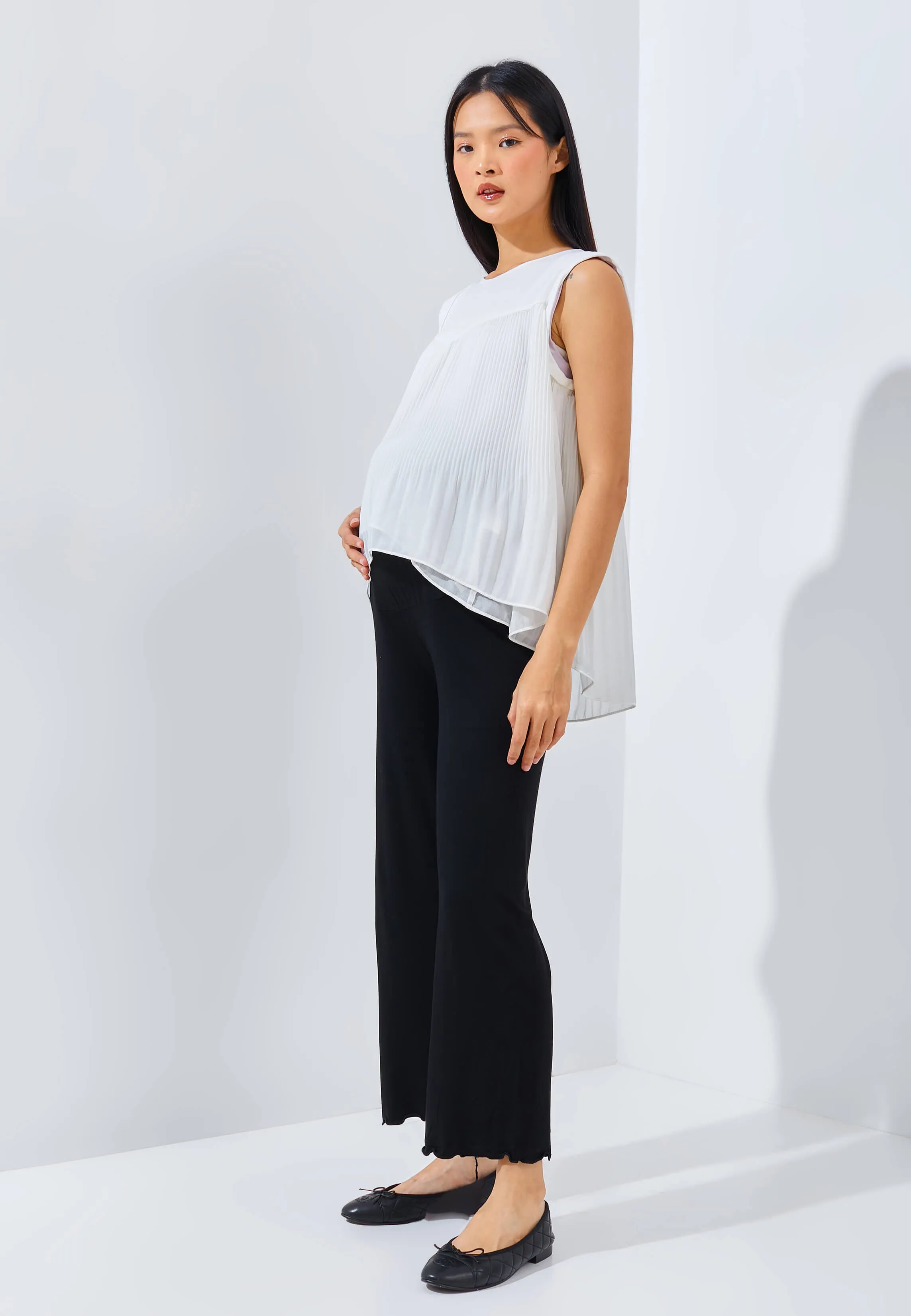 Black Bamboo Cotton Maternity Cullotes