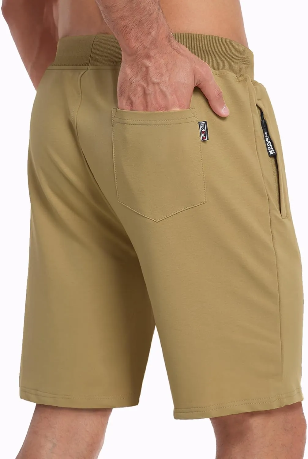 GEEK LIGHTING Mens Shorts Casual Cotton Drawstring Zipper Pockets Elastic Waist Lightweight Summer Athletic Beach Shorts