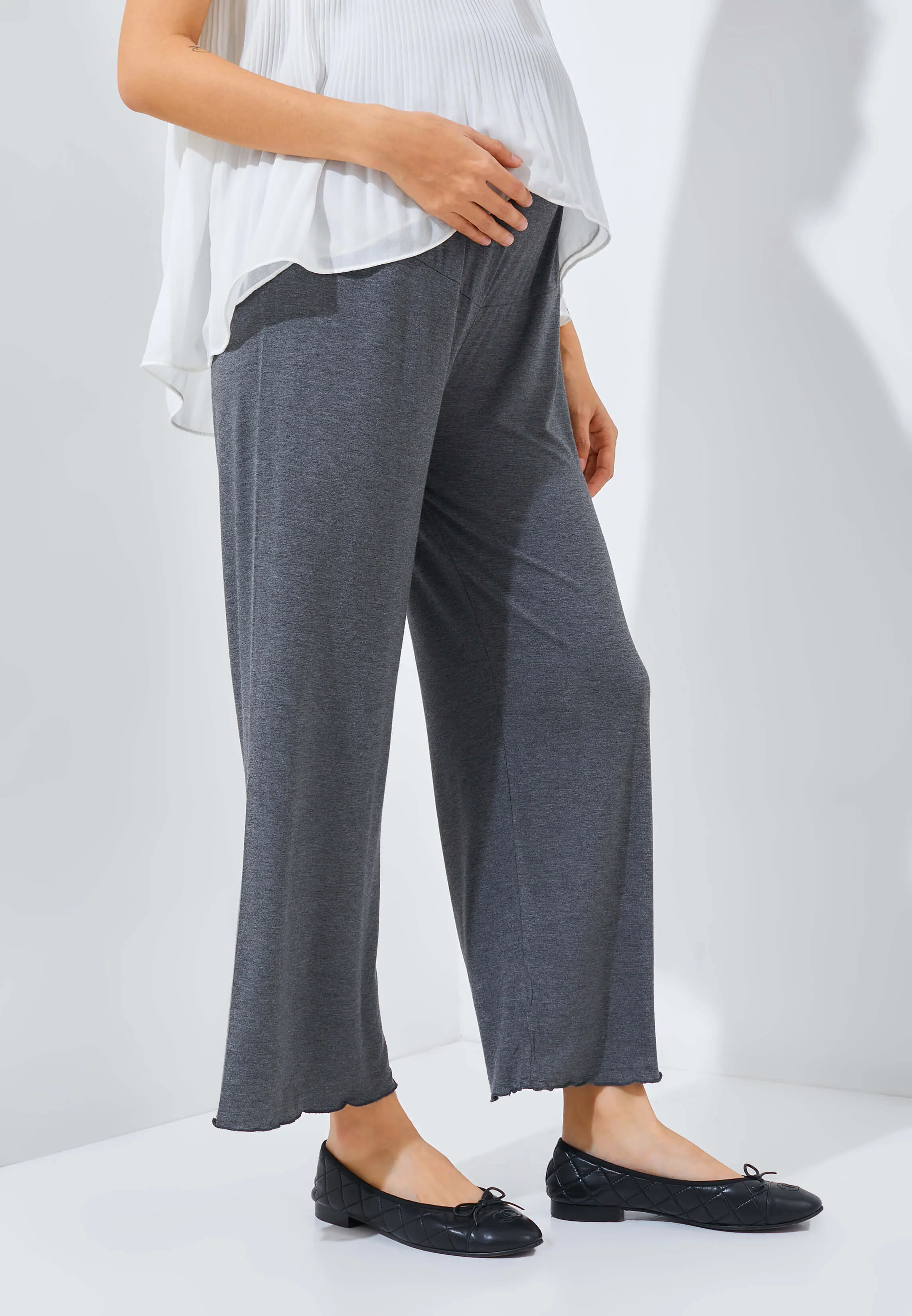 Grey Bamboo Cotton Maternity Cullotes