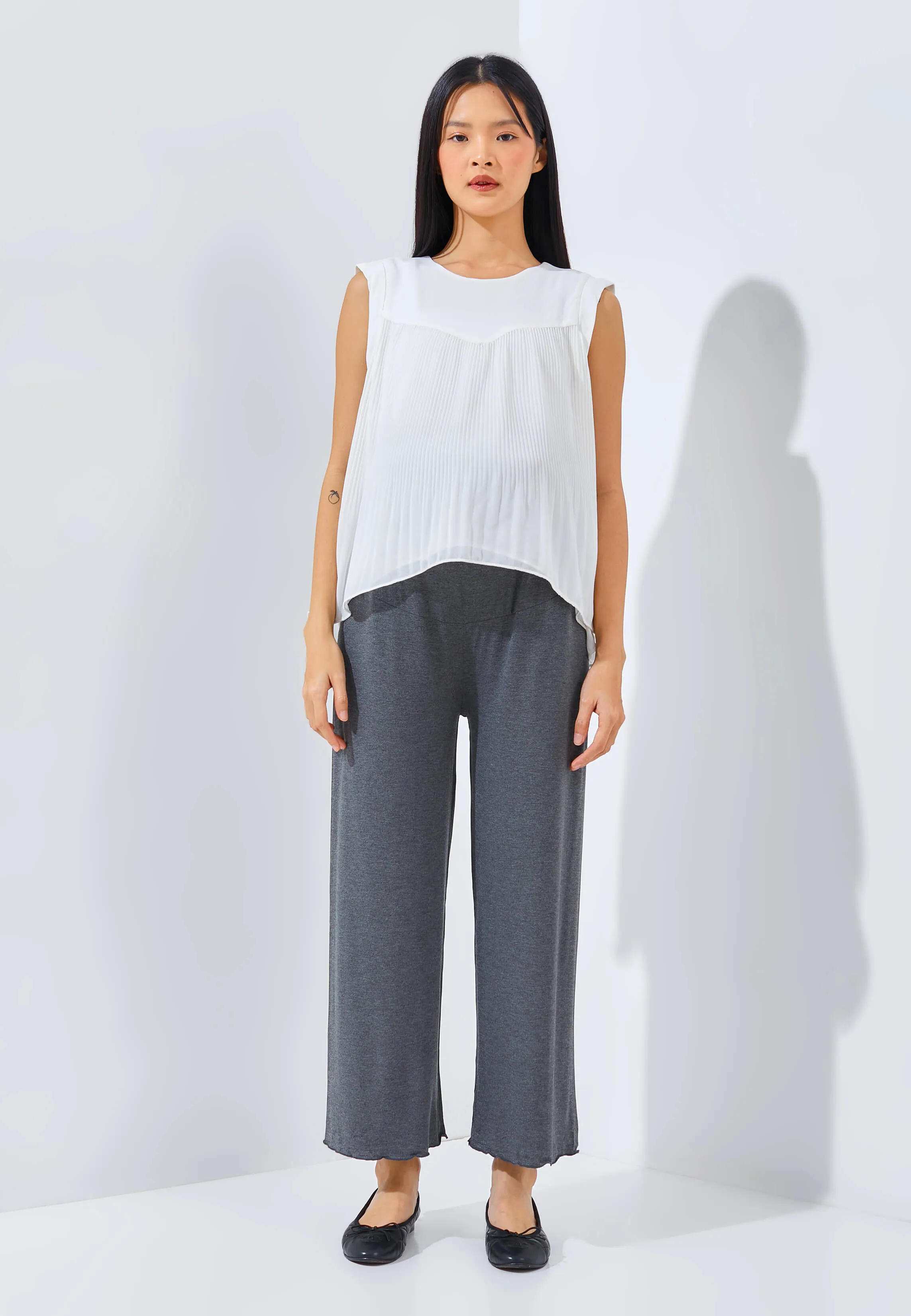 Grey Bamboo Cotton Maternity Cullotes