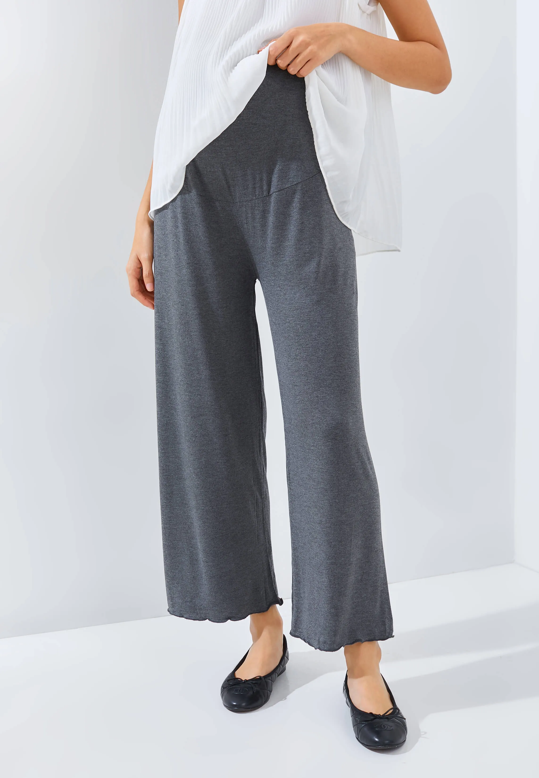 Grey Bamboo Cotton Maternity Cullotes