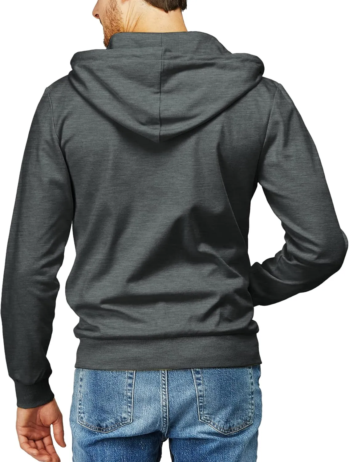 H2H Men's Zip Up Hoodie Lightweight Long Sleeve Basic Slim Fit Cotton SweatShirt with Pocket