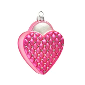 Hot Pink Quilted Purse Glass Ornament