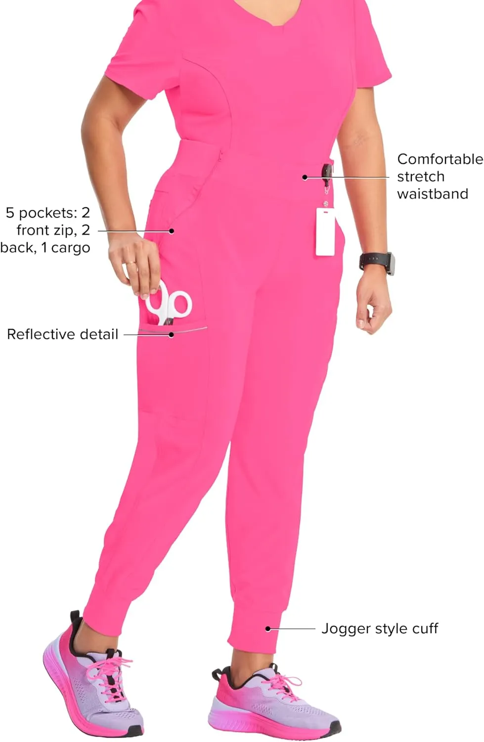 Infinity Women's Ck110a-Cherokee Jogger Scrub Pants with Mid Rise Cargo Pocket