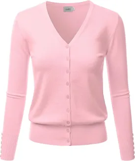 LALABEE Women's V-Neck Long Sleeve Button Down Sweater Cardigan Soft Knit(S-XXL)