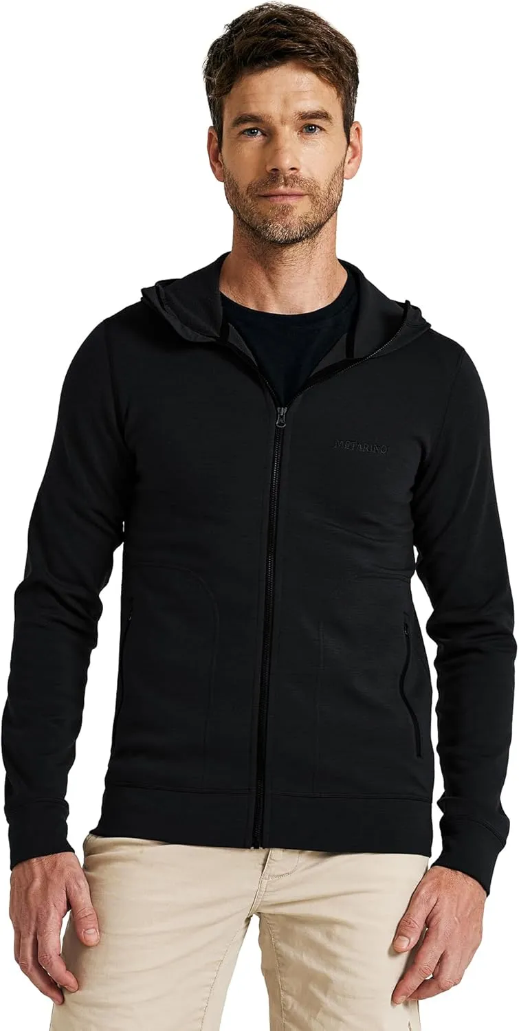 Merino Wool Jacket Men's Zip Up Hoodie Coat Long Sleeve Hooded Sweatshirt for Hiking,Hunting,Cycling,Sports