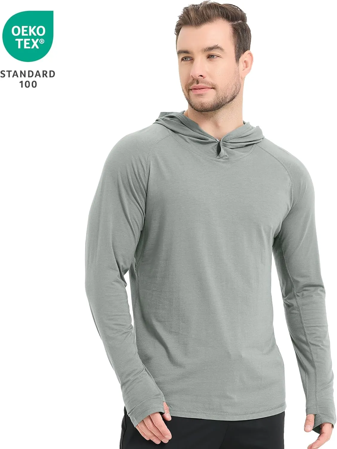 netdraw Men's Ultra-Soft Bamboo Viscose Hoodie Shirt UPF 50  Sun Protection Long Sleeve Lightweight UV Shirt