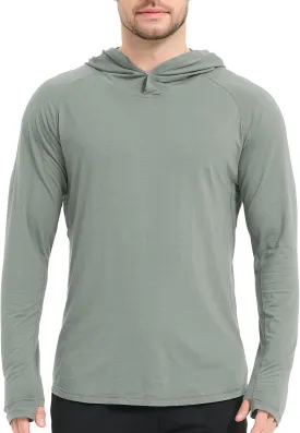 netdraw Men's Ultra-Soft Bamboo Viscose Hoodie Shirt UPF 50  Sun Protection Long Sleeve Lightweight UV Shirt
