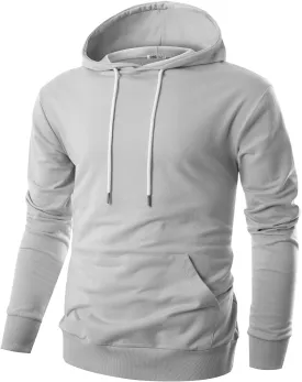 Ohoo Mens Slim Fit Cotton Pullover Hoodies Sweatshirt Lightweight with Kanga Pocket