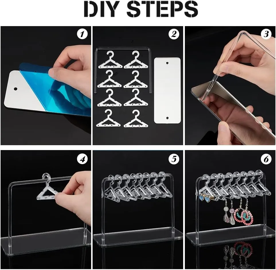 PH PandaHall Acrylic Earring Holder, Coat Hanger Shape Jewelry Display Dangle Earring Hanging Organizer Acrylic Ear Studs Display Rack for Retail Show Personal Exhibition, 2.3x5.9x4.2inch