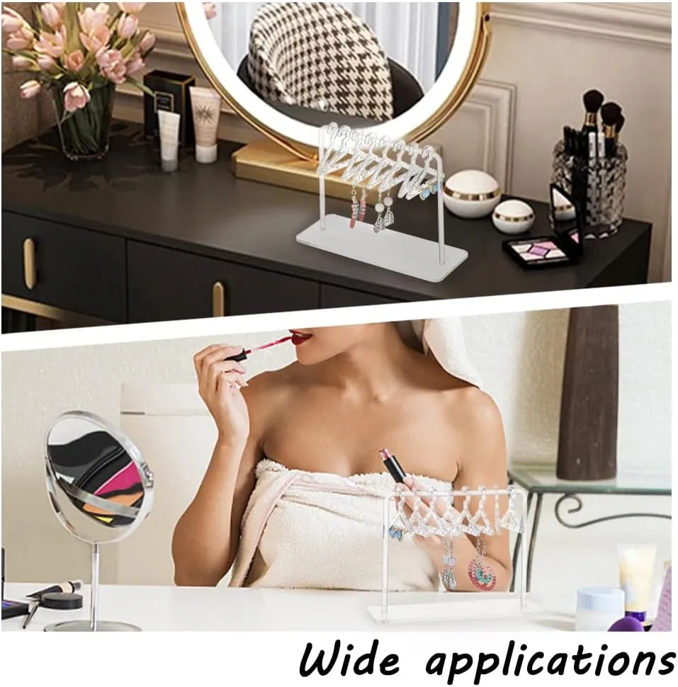 PH PandaHall Acrylic Earring Holder, Coat Hanger Shape Jewelry Display Dangle Earring Hanging Organizer Acrylic Ear Studs Display Rack for Retail Show Personal Exhibition, 2.3x5.9x4.2inch