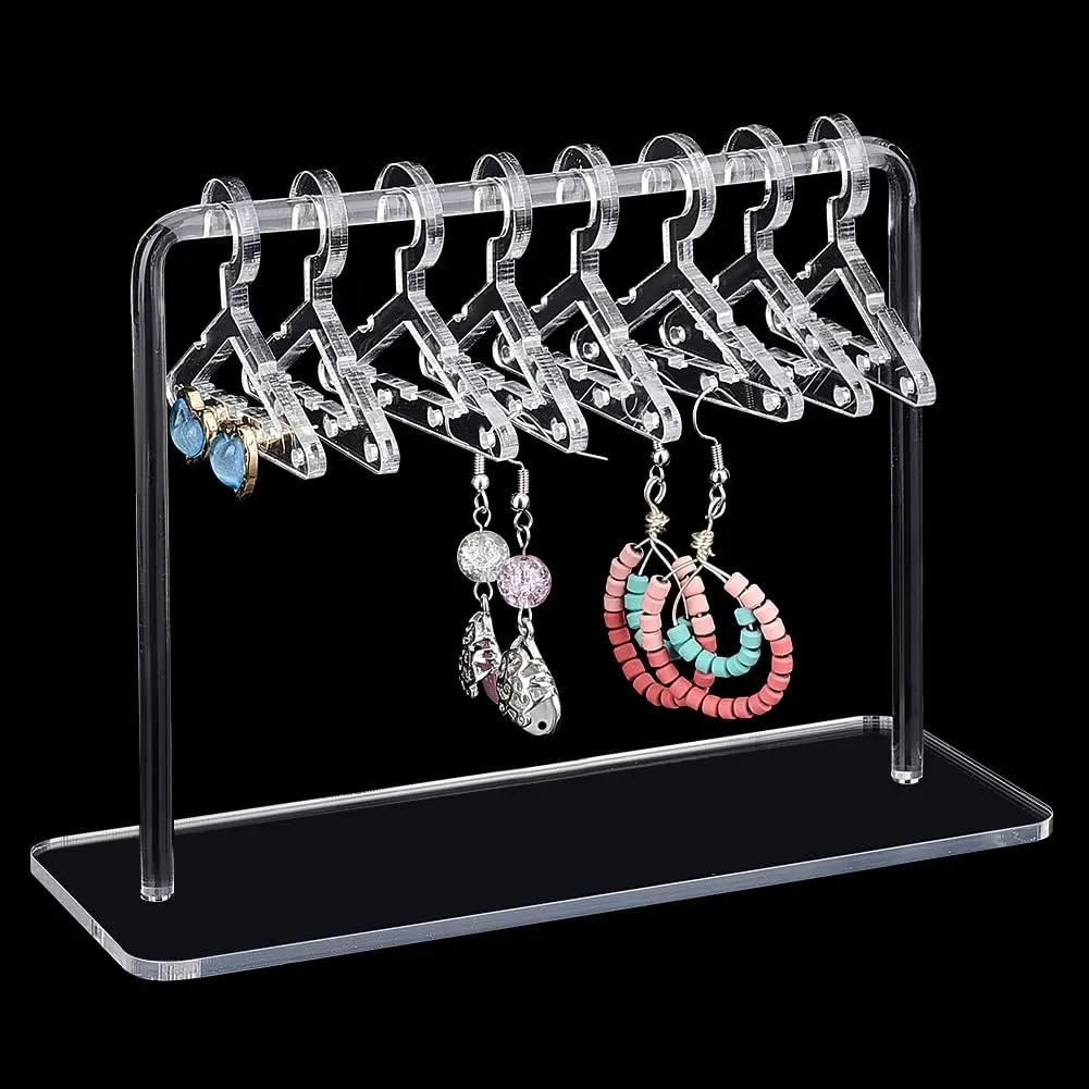 PH PandaHall Acrylic Earring Holder, Coat Hanger Shape Jewelry Display Dangle Earring Hanging Organizer Acrylic Ear Studs Display Rack for Retail Show Personal Exhibition, 2.3x5.9x4.2inch