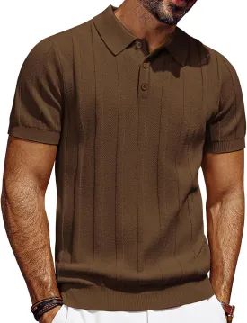 PJ PAUL JONES Mens Polo Shirts Short Sleeve Textured Knit Polo Shirt Ribbed Casual Golf Shirts