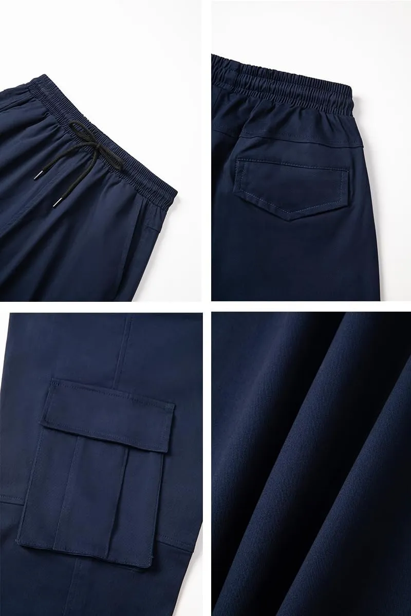 THWEI Cargo Pants for Men Casual Cotton Drawstring Lightweight Relaxed Fit Work Pants Multi Pockets