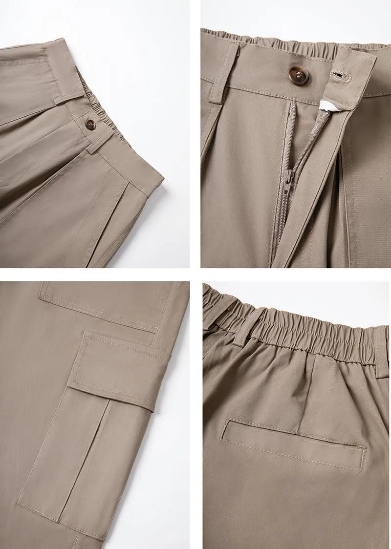 THWEI Cargo Pants for Men Casual Cotton Lightweight Relaxed Fit Stretch Elastic Waist Work Pants