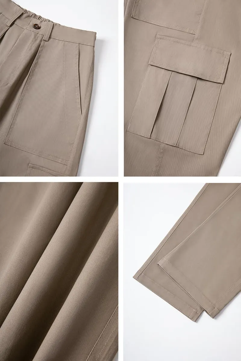 THWEI Cargo Pants for Men Casual Cotton Lightweight Relaxed Fit Stretch Elastic Waist Work Pants