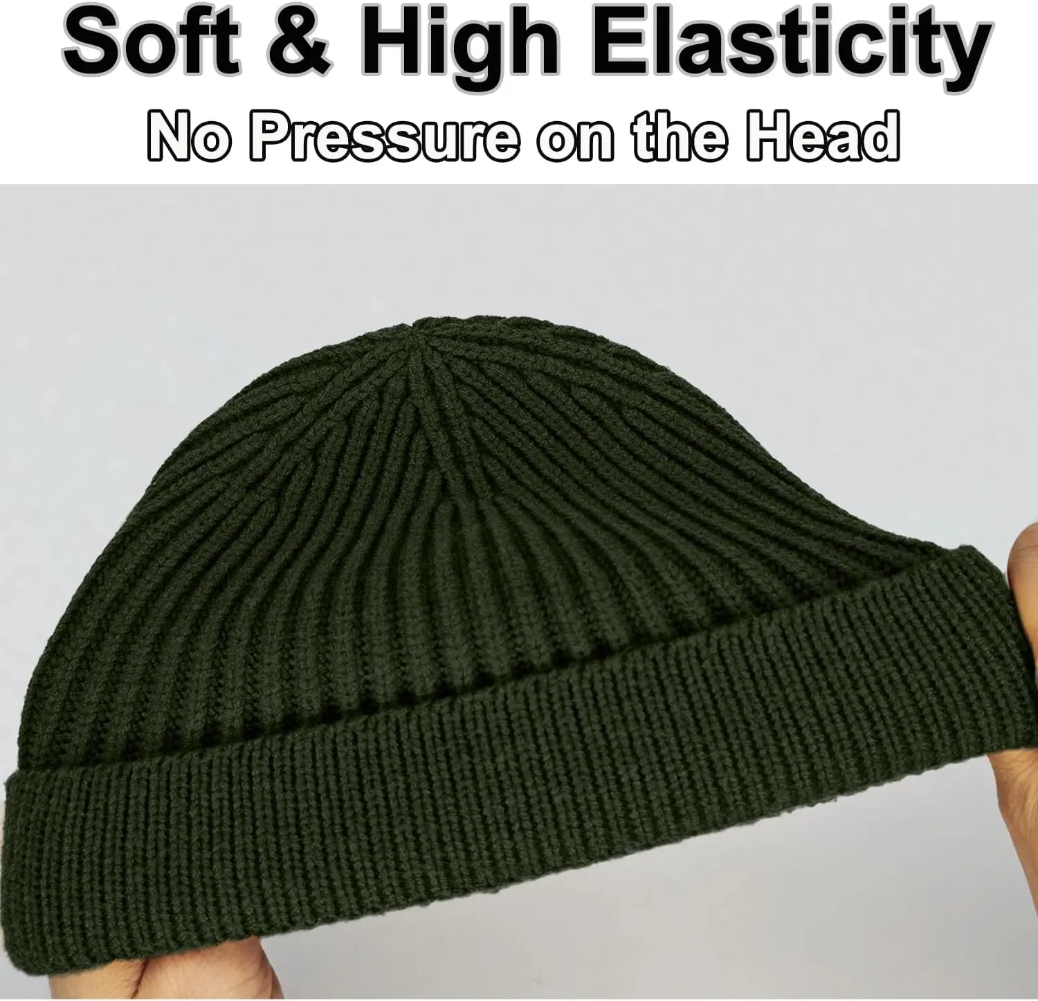 vidsel Thin Wool Fisherman Beanie for Men Women, Short Knit Cuff Trawler Watch Hats