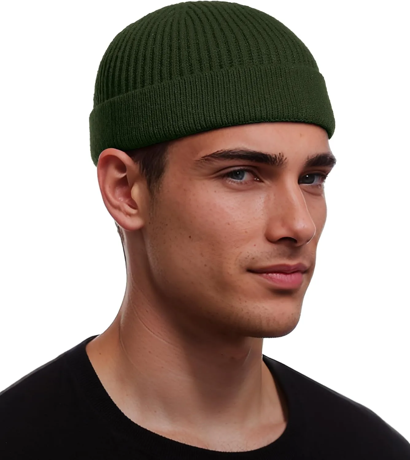 vidsel Thin Wool Fisherman Beanie for Men Women, Short Knit Cuff Trawler Watch Hats