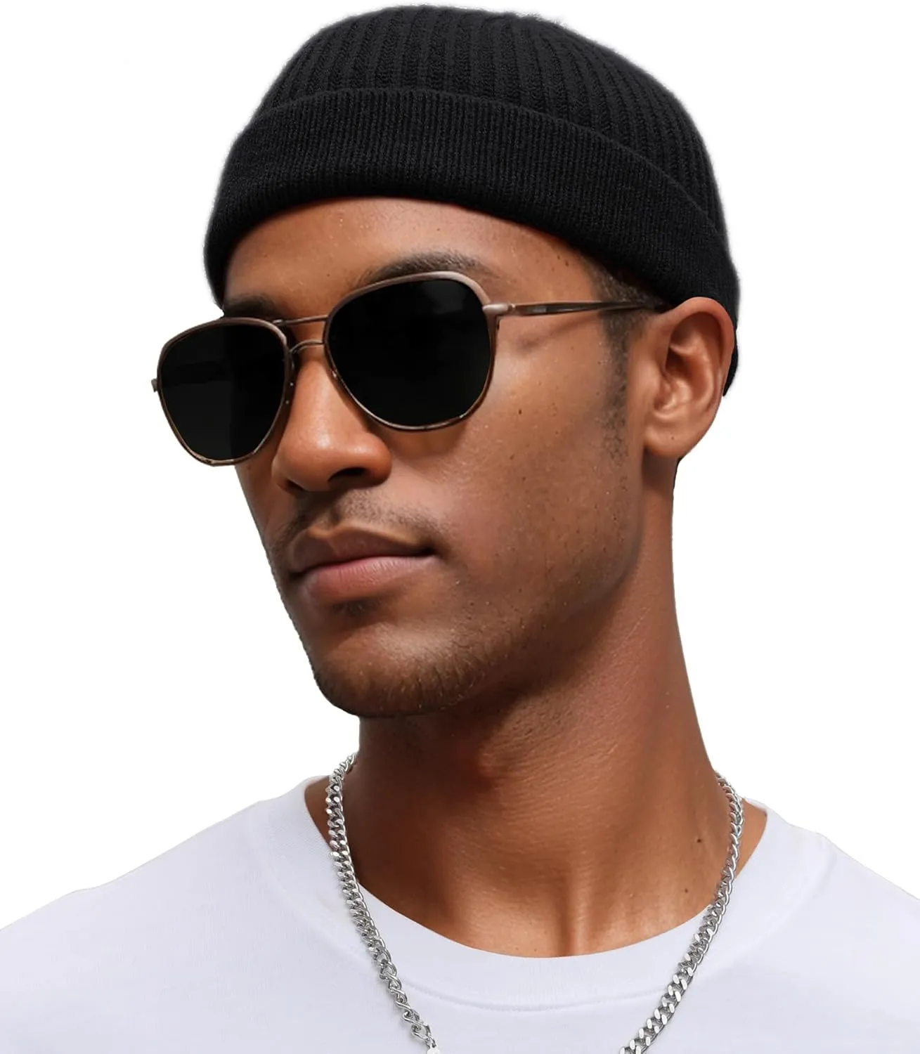 vidsel Thin Wool Fisherman Beanie for Men Women, Short Knit Cuff Trawler Watch Hats