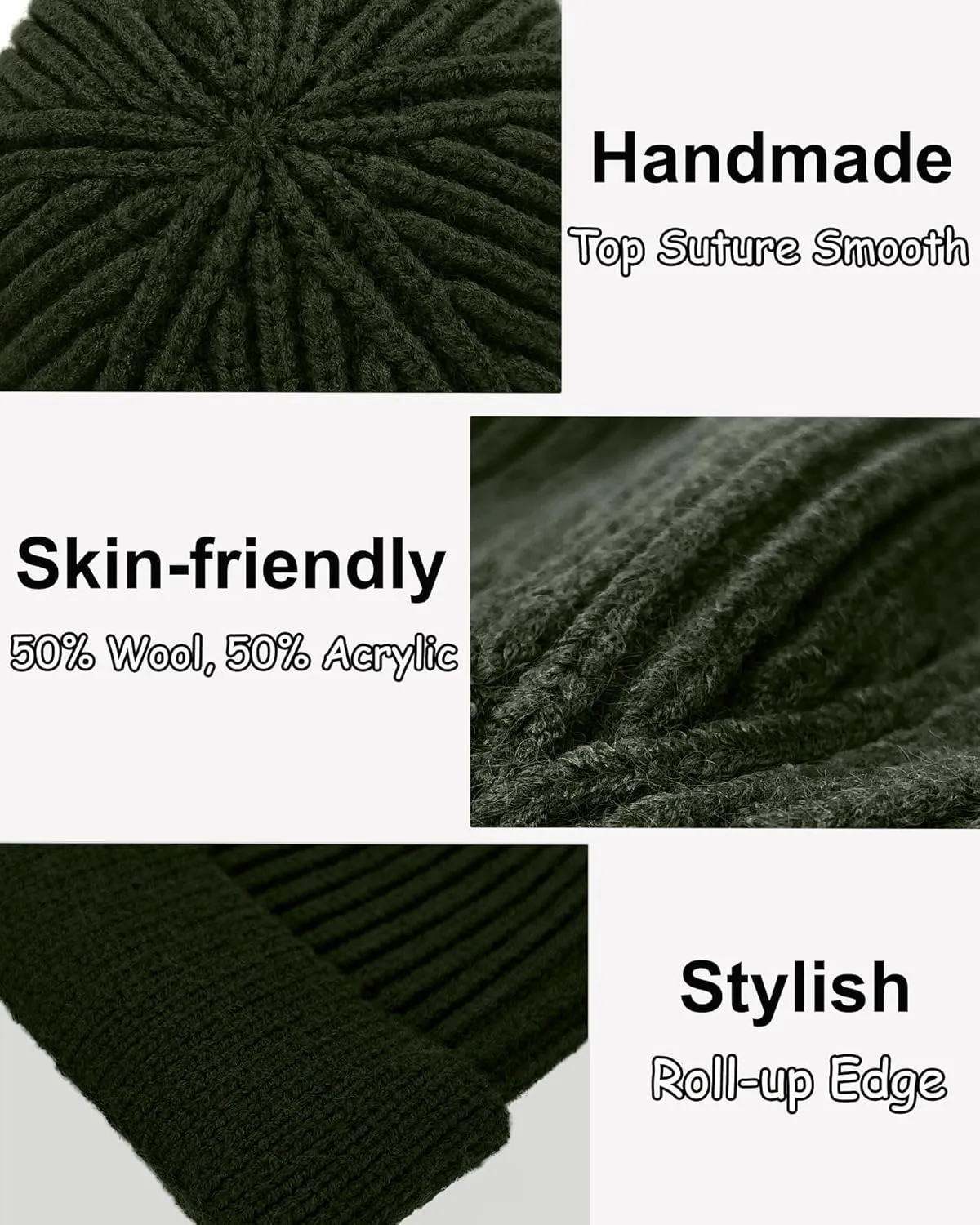 vidsel Thin Wool Fisherman Beanie for Men Women, Short Knit Cuff Trawler Watch Hats