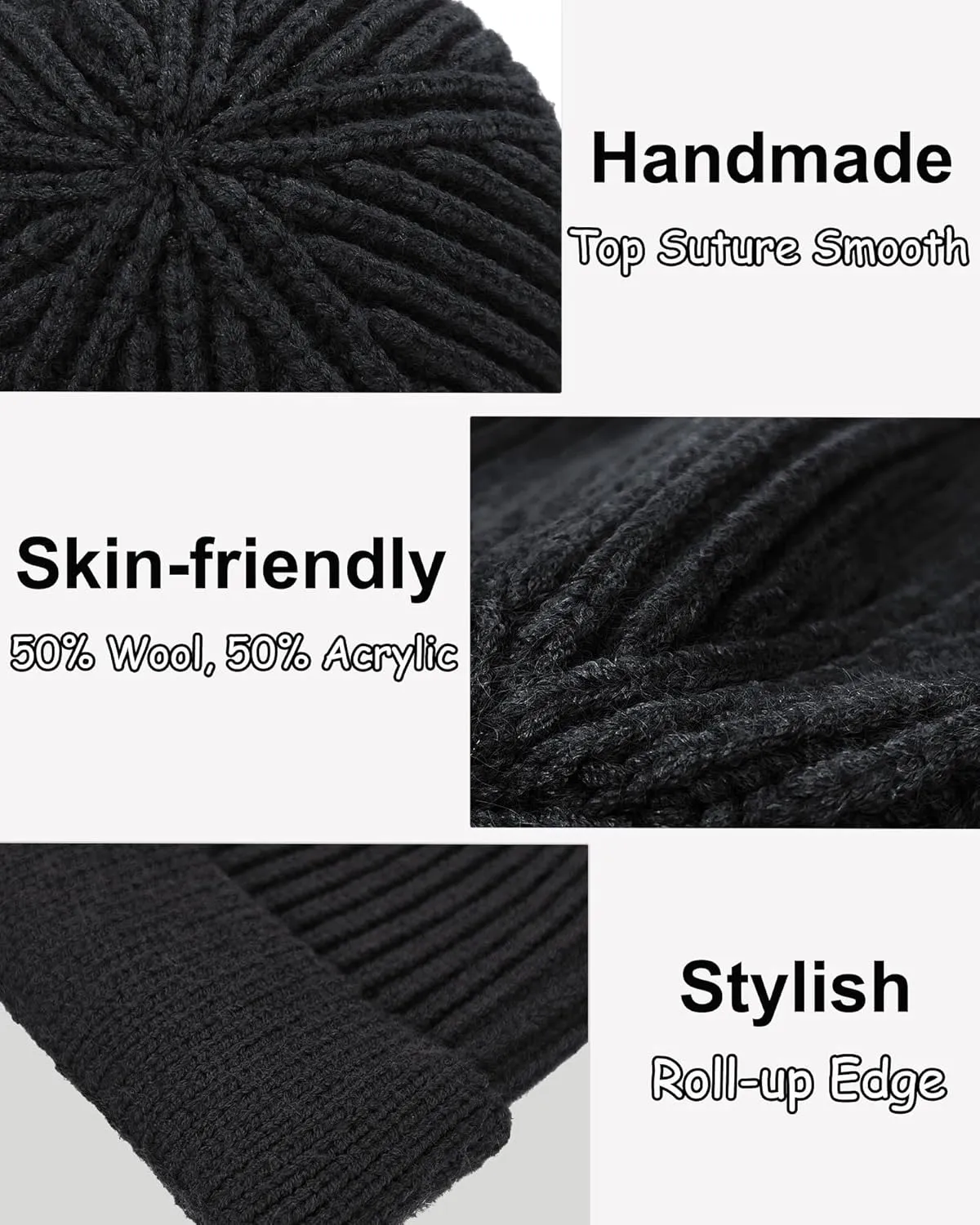 vidsel Thin Wool Fisherman Beanie for Men Women, Short Knit Cuff Trawler Watch Hats