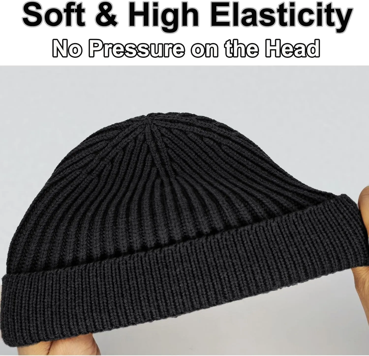 vidsel Thin Wool Fisherman Beanie for Men Women, Short Knit Cuff Trawler Watch Hats
