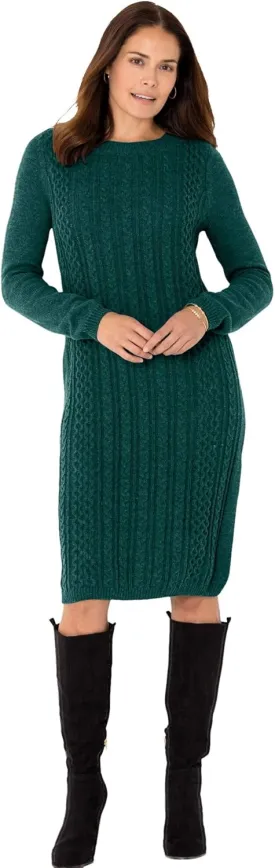 Woman Within Plus Size Cable Knit Sweater Dress
