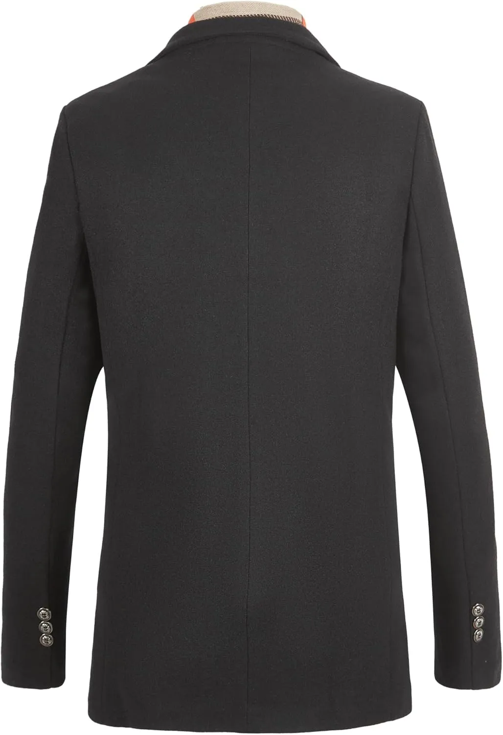 WULFUL Mens Wool Blend Winter Coat Slim Fit Short Trenchcoat Warm Business Jacket with Detachable Soft Wool Scarf