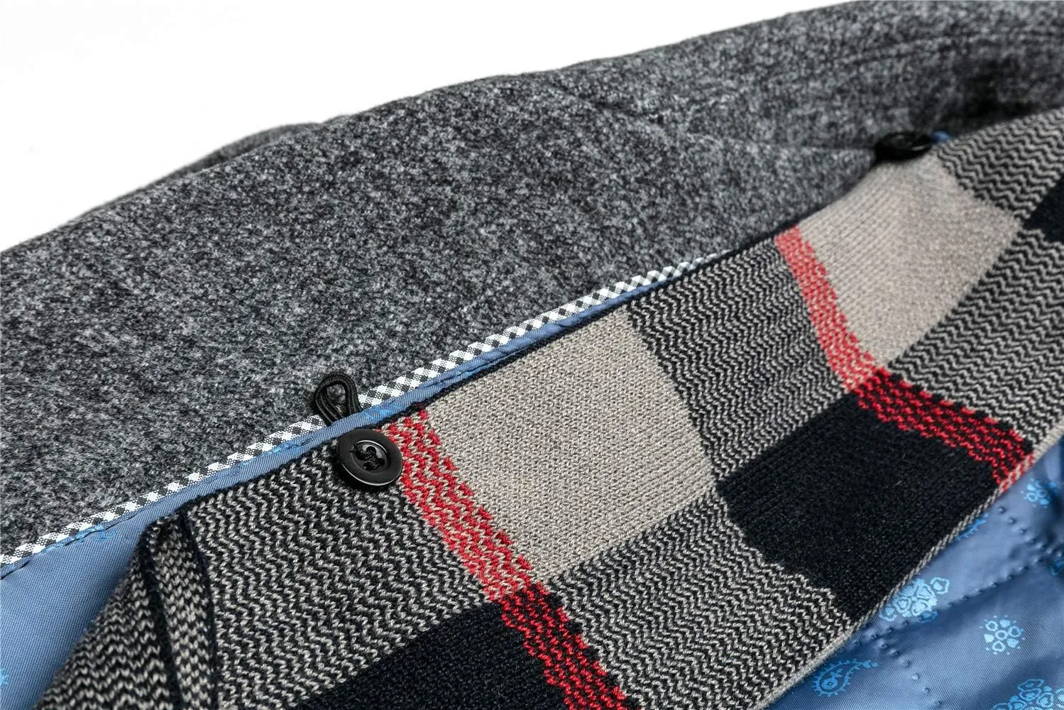 WULFUL Mens Wool Blend Winter Coat Slim Fit Short Trenchcoat Warm Business Jacket with Detachable Soft Wool Scarf